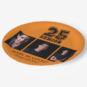 Orange Black Class 2025 Abschluss Foto Pappteller (Schrägansicht)