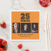 Orange Black Class 2025 Abschluss Foto Serviette (Beispiel)