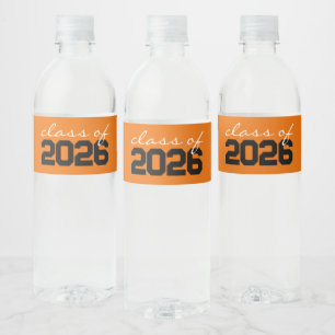 Orange & Black Class of Abschluss Wasserflaschenetikett