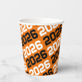 Orange & Black Class Year Abschluss Pappbecher (Rückseite)