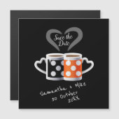 Orange + Black Coffee Color Design Save the Date Magnetkarte (Vorne/Hinten)
