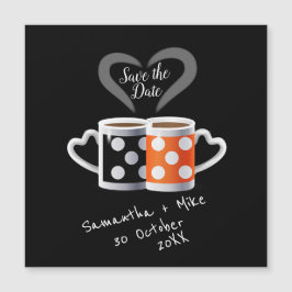 Orange + Black Coffee Color Design Save the Date Magnetkarte