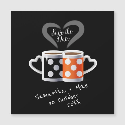 Orange + Black Coffee Color Design Save the Date Magnetkarte (Vorderseite)