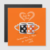 Orange + Black Coffee Color Design Save the Date Magnetkarte (Vorne/Hinten)