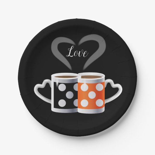 Orange + Black Coffee Color oder wir gehören zusam Pappteller (Vorderseite)