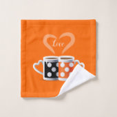 Orange + Black Coffee Color Trenddesign POP ART Badhandtuch Set (Waschlappen)