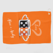 Orange + Black Coffee Color Trenddesign POP ART Golfhandtuch (Horizontal)