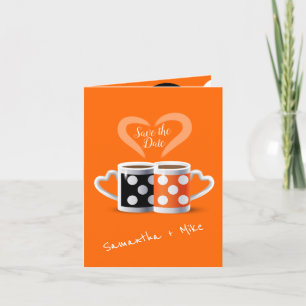 Orange + Black Coffee Color Trendy Save the Date Ankündigung