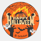 Orange & Black Creative Halloween Runder Aufkleber (Vorderseite)