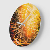 Orange Black Creepy Spooky Spider Web Large Clock Große Wanduhr (Winkel)