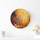 Orange Black Creepy Spooky Spider Web Large Clock Große Wanduhr (Zuhause)
