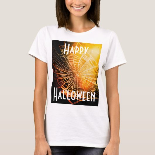 Orange Black Creepy Spooky Spider Web-T - Shirt (Vorderseite)