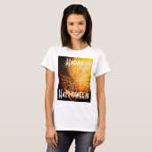 Orange Black Creepy Spooky Spider Web-T - Shirt (Vorne ganz)