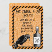 Orange Black Crow Raven Halloween Einladung (Vorne/Hinten)
