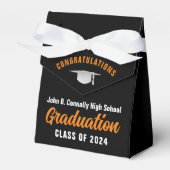 Orange Black Custom School Graduation Party Geschenkschachtel (Vorderseite)