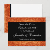 Orange & Black Damask Save the Date Postkarte (Vorne/Hinten)