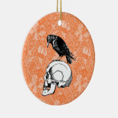Orange Black, ein Crow oder Raven und Skull Hallow Keramik Ornament (Rechts)