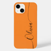 Orange Black Elegant Calligraphy Script Name Case-Mate iPhone Hülle (Rückseite)
