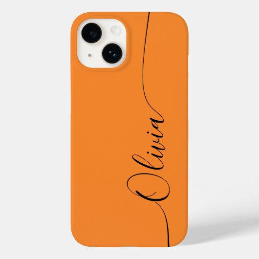 Orange Black Elegant Calligraphy Script Name Case-Mate iPhone Hülle (Rückseite)