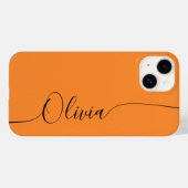 Orange Black Elegant Calligraphy Script Name Case-Mate iPhone Hülle (Rückseite (Horizontal))
