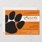 Orange & Black Elegant Pawprint (Foto Back) Einladung (Vorderseite)