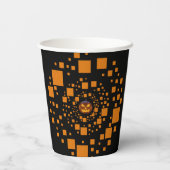 Orange Black Evil Pumpkin Float Squares Halloween Pappbecher (Rückseite)