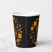 Orange Black Evil Pumpkin Float Squares Halloween Pappbecher (Rechts)