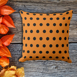 Orange Black Fall Polka Dots Kissen