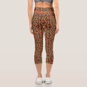 Orange Black Fashion Leopard Print Design Capri Leggings (Rückseite)