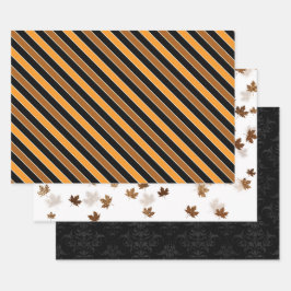 Orange & Black Festiver Herbst- Geschenkpapier Set
