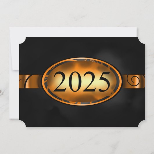 Orange & Black Floral Button 2025 Graduation Party Einladung (Vorderseite)