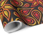 Orange Black Floral Paisley Muster Cool Moderne Geschenkpapier (Rolleneckpunkt)