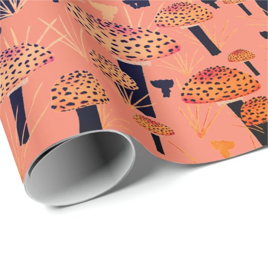 Orange Black Fly Agarial Pilz Fungi Fall Geschenkpapier (Rolleneckpunkt)