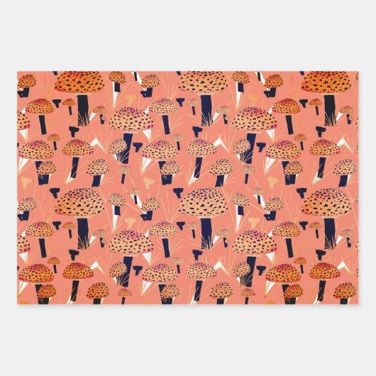 Orange Black Fly Agarial Pilz Fungi Fall Geschenkpapier Set (Vorderseite 3)