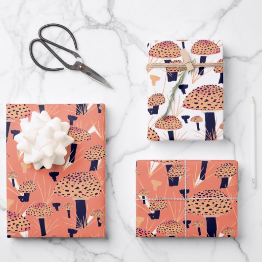 Orange Black Fly Agarial Pilz Fungi Fall Geschenkpapier Set (Vorderseite)