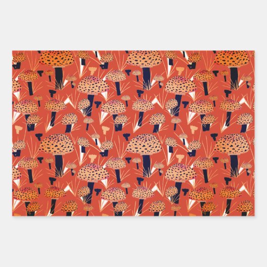 Orange Black Fly Agarial Pilz Fungi Fall Geschenkpapier Set (Vorderseite 2)