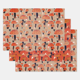 Orange Black Fly Agarial Pilz Fungi Fall Geschenkpapier Set