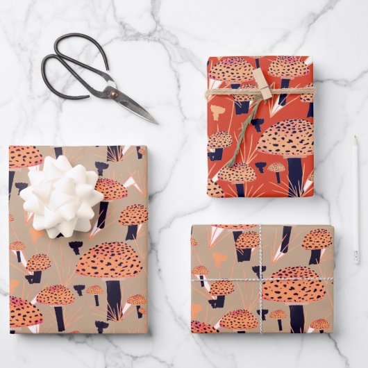 Orange Black Fly Agarial Pilz Fungi Fall Geschenkpapier Set (Vorderseite)