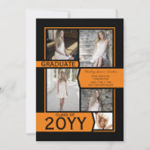 Orange & Black Foto Collage Class of Abschluss Ankündigung (Vorderseite)