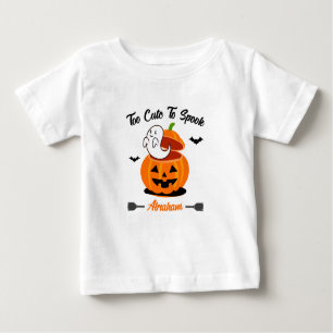 Orange Black Funny Halloween Pumpkin Ghost Baby Baby T-shirt