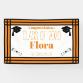 Orange Black Geometric Graduation Party Banner (Horizontal)