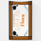 Orange Black Geometric Graduation Party Banner (Vertikal)