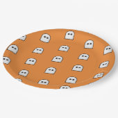 Orange Black Ghost Pattern Halloween-Party Pappteller (Schrägansicht)