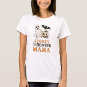 Orange Black Ghost Spooky Halloween Mama T-Shirt (Vorderseite)