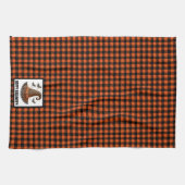 Orange & Black Gingham Halloween Witch Hat & Bats Geschirrtuch (Horizontal)