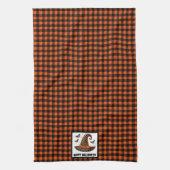 Orange & Black Gingham Halloween Witch Hat & Bats Geschirrtuch (Vertikal)
