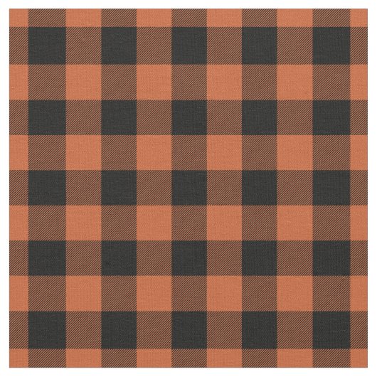 Orange & Black Gingham Plaid Stoff (Nahaufnahme)