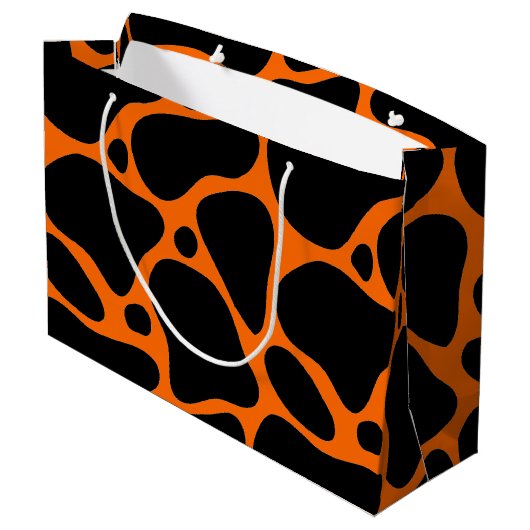 Orange & Black Giraffe Muster Große Geschenktasche Geschenktüte (Rückseite Schrägansicht)