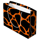 Orange & Black Giraffe Muster Große Geschenktasche Große Geschenktüte (Rückseite Schrägansicht)