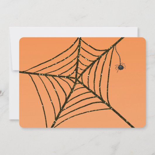 Orange & Black Glitzer Spider Web-Halloween-Party Einladung (Rückseite)